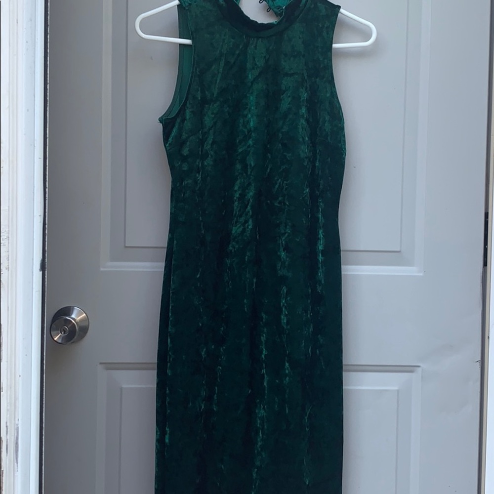 Green velour dress